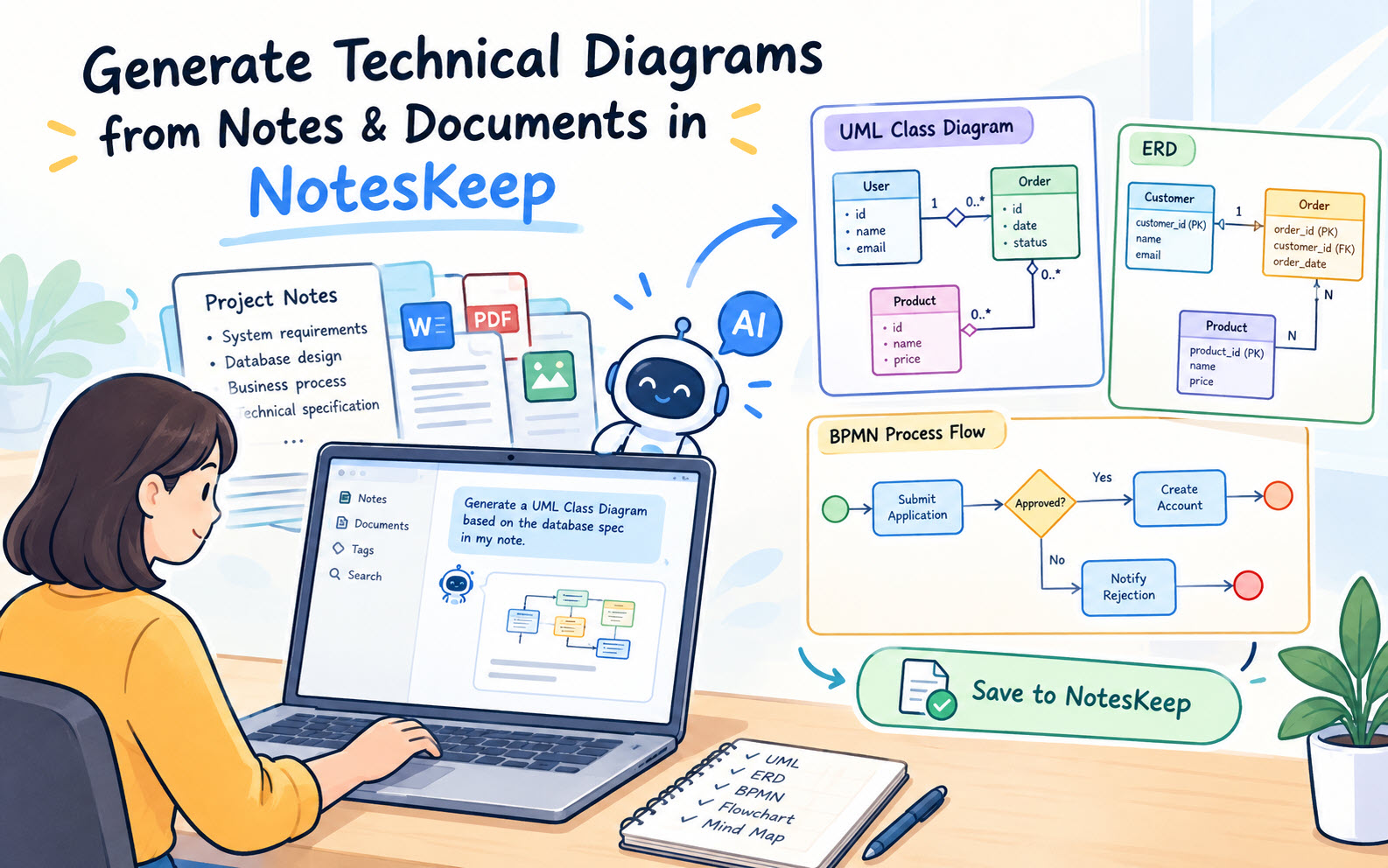 How to Generate Technical Diagrams from Notes & Documents in NotesKeep