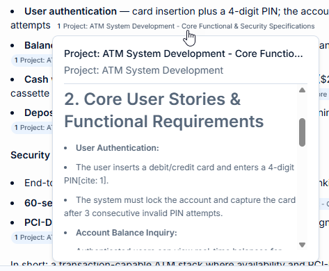 The inline citation feature of NoteKeep