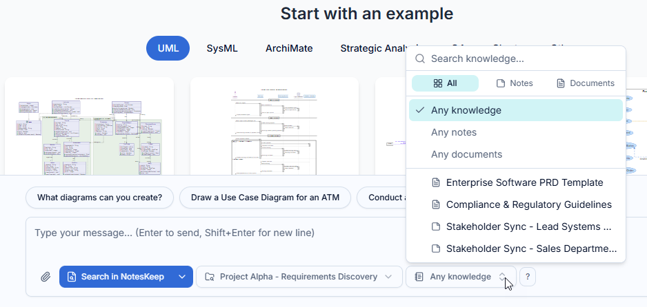 Specifying the scope of NotesKeep's note search